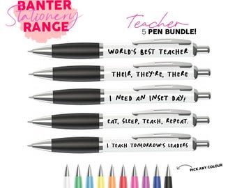 Docentenbundel - bundel met 5 pennen - Funny Pens - Kerstcadeaus leraar