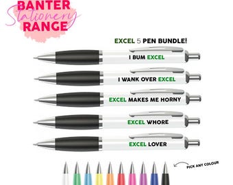 Excel-pennenbundel - bundel met 5 pennen - Funny Pennen - Excel-cadeaus