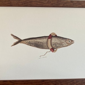 Sardine, Vis, Aquarel, Schilderij, Art Print, Maritime Wall Art, Nautisch, Portugal, Portugees, Restaurant, Zee, Oceaan, Visserij, Zeevaart