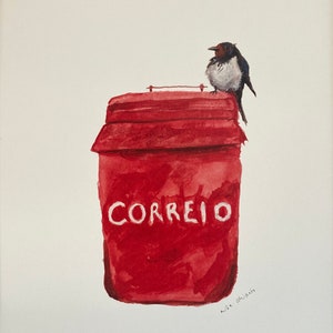 Andorinha, Portugal, português, Impressão de arte, Lisboa, típico, Decoração de parede, Saudade, tradicional, cultural, pintura, caixa de correio, saudade, família