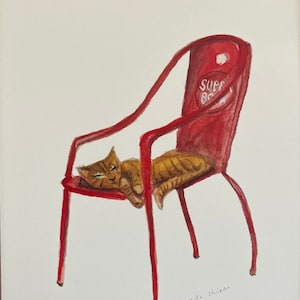 Cat Print, cat painting, cat art, cat illustration, kitty, tabby, ginger cat, Portugal, portuguese, Superbock, Lisbon, Porto, Portugal Art