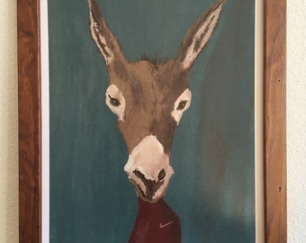 Donkey Art Print, Donkey portrait, Donkey face, Donkey head, Donkey painting, Donkey in a sweatsuit, Donkey tracksuit, Donkey, Animal Print