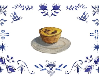 Pastel de Nata Print: Portuguese Custard Tart Watercolor Art