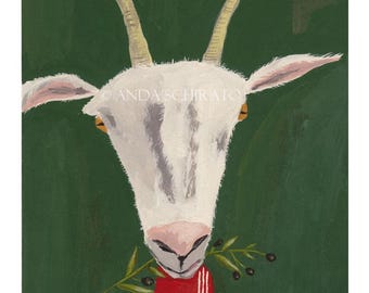 Impression d'art chèvre rétro : portrait d'animaux de ferme, chambre de bébé, vie à la campagne