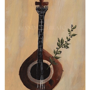 Fado Art Print, Portuguese Guitar, Olives, Portugal Culture, Music, Lisbon Wall Decor image 1