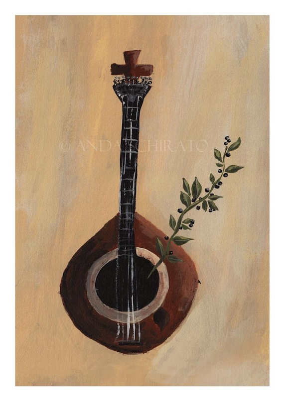 Fado Art Print, Portuguese Guitar, Olives, Portugal Culture, Music, Lisbon Wall Decor