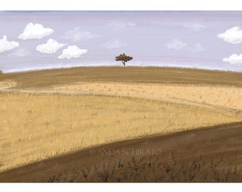 Alentejo Portugal Art Print: Cork Tree Landscape Painting