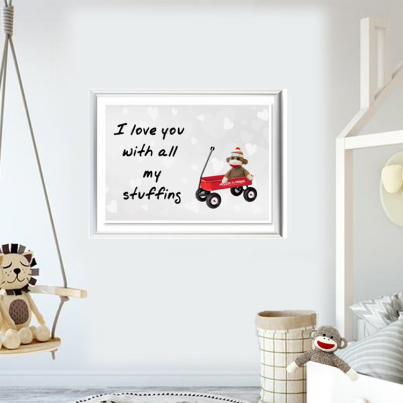 Sock Monkey Nursery Art Quote Downloadable Printable Art Etsy