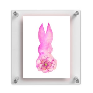 Flower Bunny Rabbit Watercolor Art | Whimsical Downloadable Printable Artist Prints