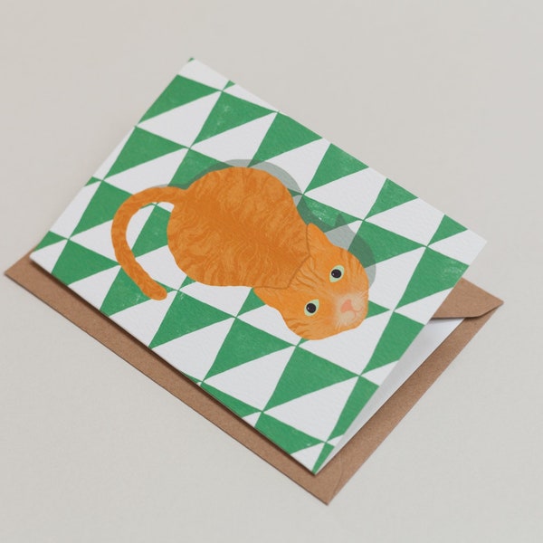 Chester - A6 Blank Ginger Tabby Cat Greetings Card with Kraft Envelope