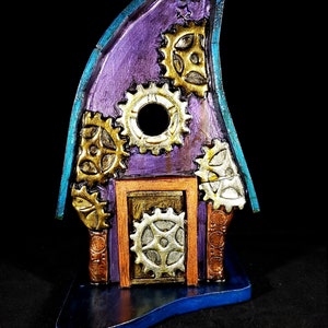 Steampunk Lodge Bird House II, birdhouse, garden art, hand made, bird houses, birdhouses image 1