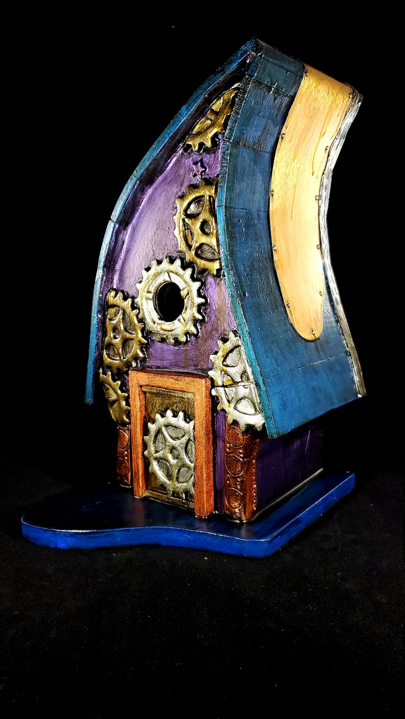 Steampunk Lodge Bird House II, birdhouse, garden art, hand made, bird houses, birdhouses image 2