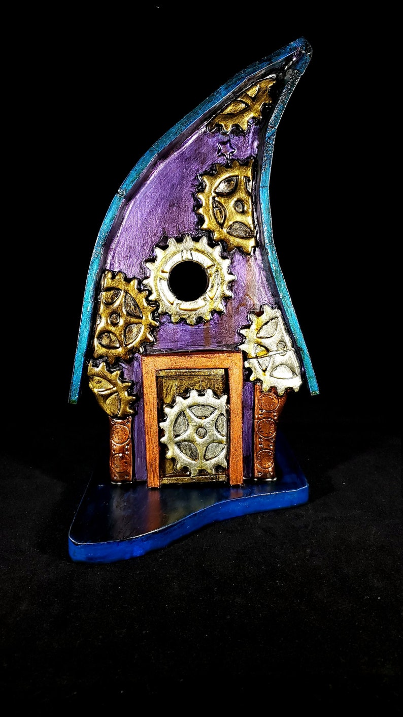 Steampunk Lodge Bird House II, birdhouse, garden art, hand made, bird houses, birdhouses image 1