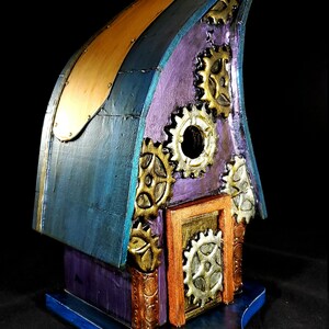 Steampunk Lodge Bird House II, birdhouse, garden art, hand made, bird houses, birdhouses image 4