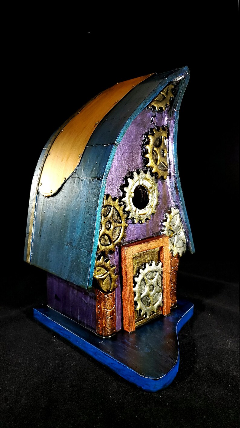 Steampunk Lodge Bird House II, birdhouse, garden art, hand made, bird houses, birdhouses image 4