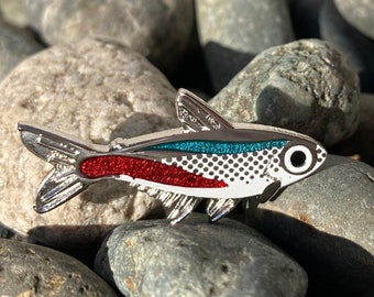 Neon Tetra enamel pin