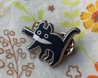 mini knifecat enamel pin (two backing discount)