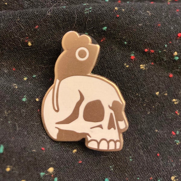 Skull Mouse gold enamel pin LAST CALL