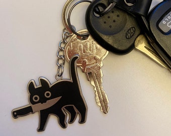 Knifecat metal keychain