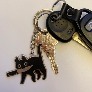 Knifecat metal keychain