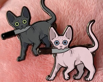 Sphynx Hairless Knifecat Enamel Pins