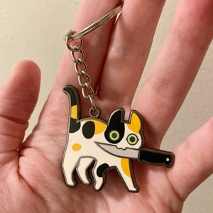 Calico Knifecat metal keychain
