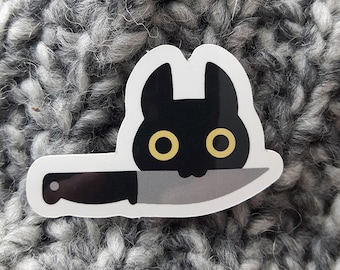 ADD-ON ONLY tiny knifecat face vinyl sticker