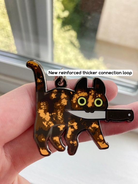 Tortoiseshell Knifecat Metal Keychain - Etsy