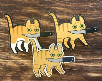 Orange Tabby Knifecat stickers