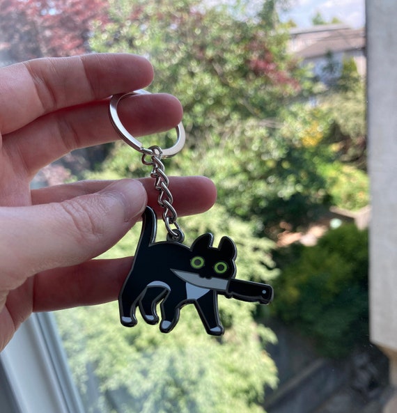 Tuxedo Knifecat Metal Keychain 