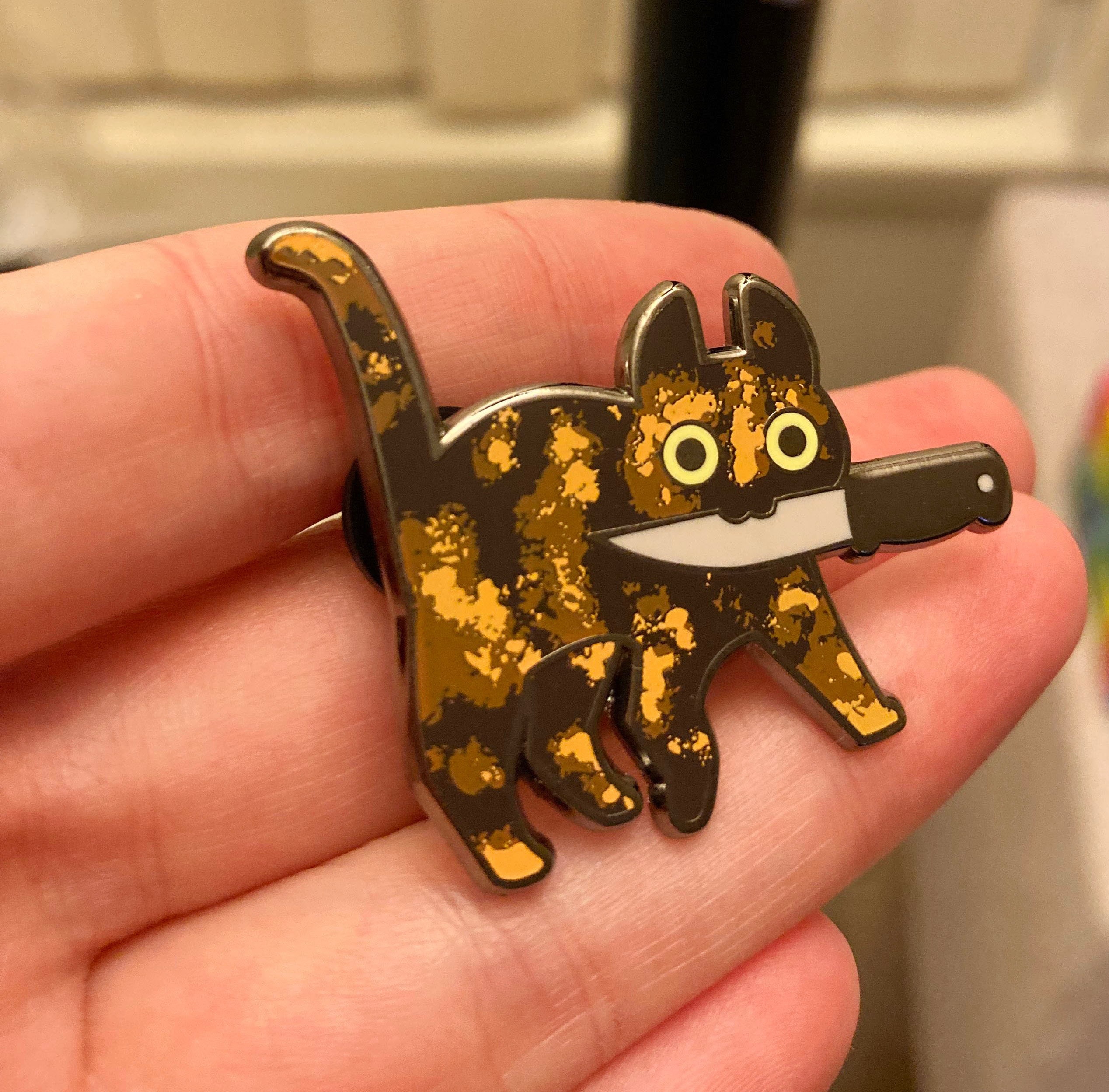 Tortoiseshell Knifecat Enamel Pins - Etsy