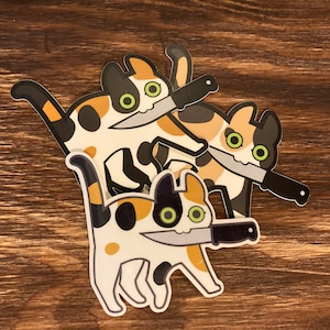 Stickers chat couteau calicot