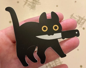 Black Matte Knifecat Sticker