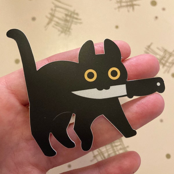 Black Matte Knifecat Sticker