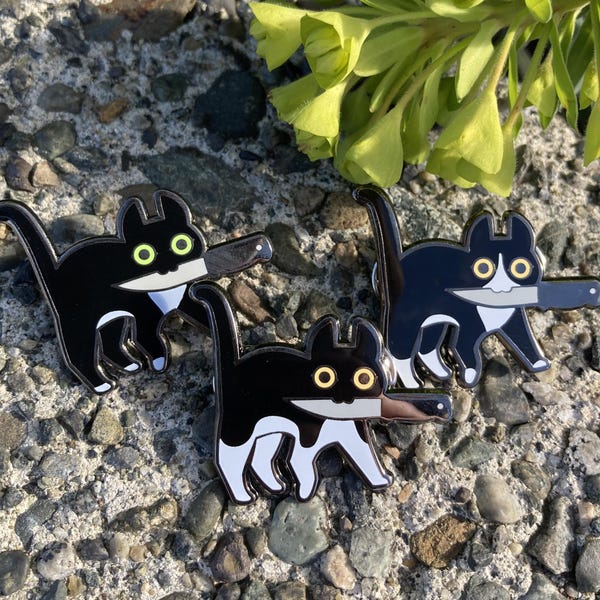 Tuxedo Knifecat Enamel Pin