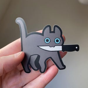 Sticker Knifecat bleu russe mat