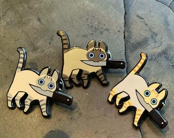Tabby Point Knifecat Enamel Pin