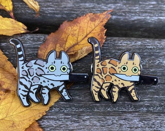 Bengal Knifecat Enamel Pins