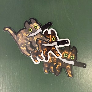 Stickers chat couteau écaille de tortue