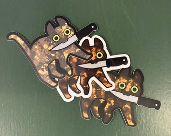 Tortoiseshell Knifecat stickers