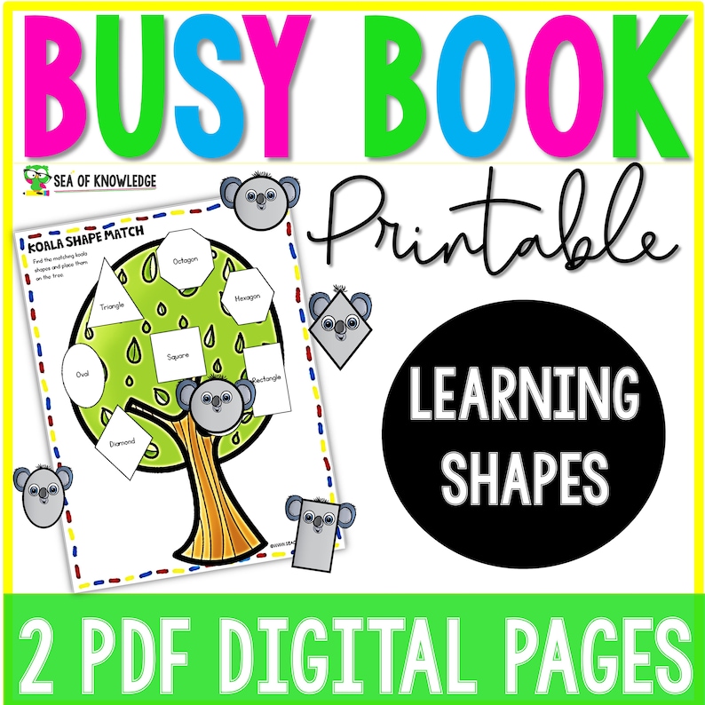 Quiet Book Printable Learning Shapes Shape Activities Busy image 0