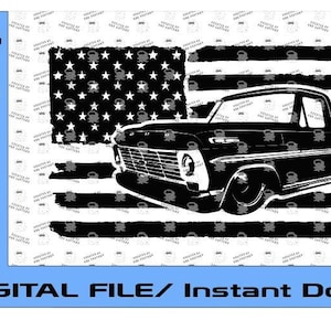 1968-1969 Ford F100 Truck US Flag Design, 1968, 1969 Truck, Ford F-100, Classic Ford Truck (Digital File Only) svg, eps, dxf, png