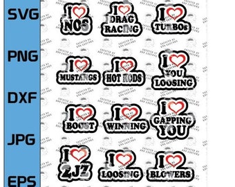 I Heart Drag Racing 12 designs, Love Drag Racing, Boost, Turbo, Funny Racing T-Shirt, Racing, Gift for that car lover! (Digital File Only)