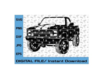 1987 Chevy Square Body 1500, 1987 4x4 Chevy Truck svg, 1987 4x4 Square Body, Chevrolet Ck1500 Square Body (Digital File Only svg, eps, png))