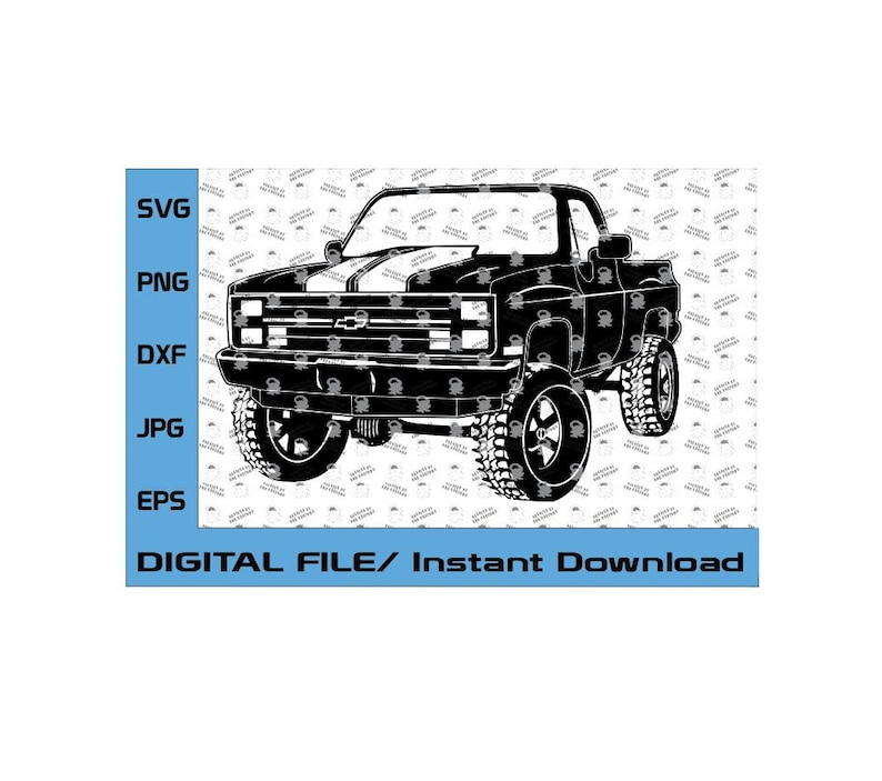1987 Chevy Square Body 1500, 1987 4x4 Chevy Truck svg, 1987 4x4 Square Body, Chevrolet Ck1500 Square Body Digital File Only svg, eps, png image 1