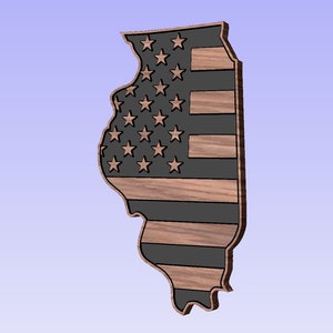 Illinois State American Flag Design, digitale download, huis en of muur decoratie, kantoor, Cricut