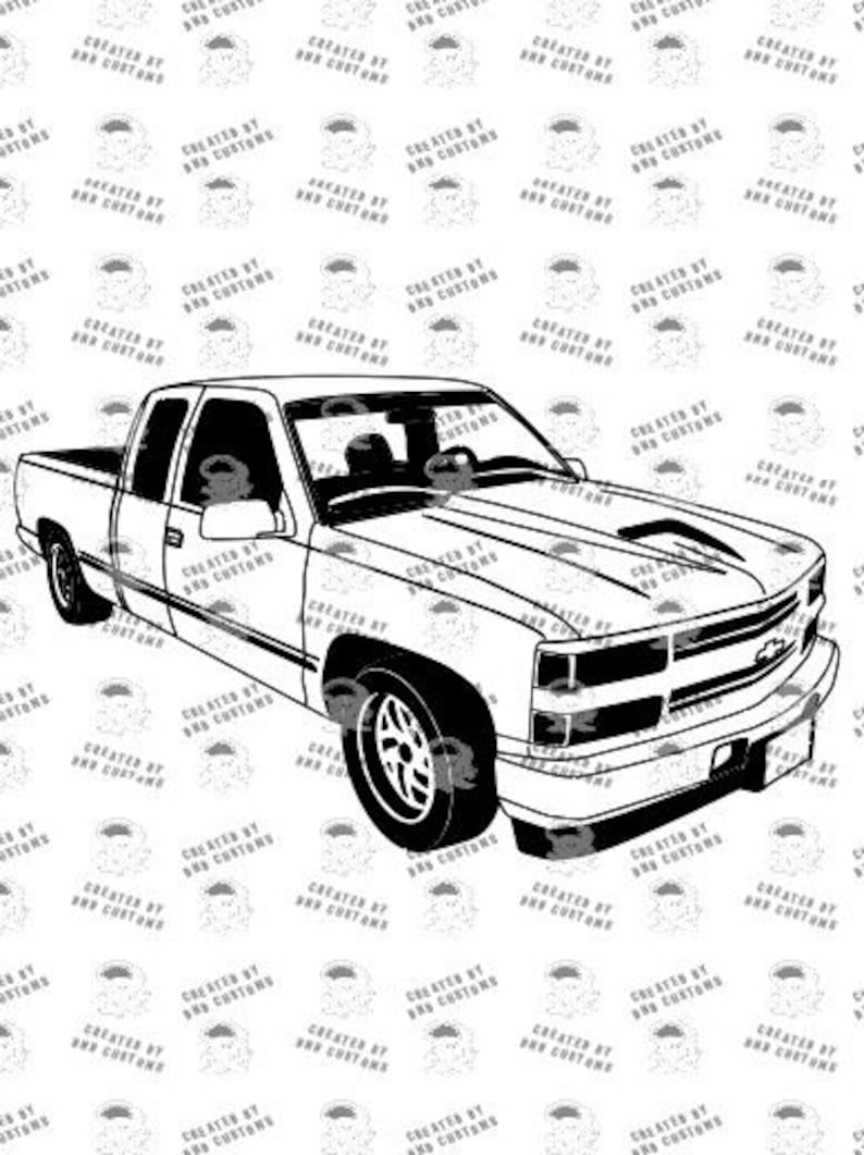 Extended Cab Silverado 1500, C/K 1500, C1500, K1500, Silverado 2500, HD Silverado svg, eps, dxf, png, jpgDigital File Only image 2