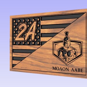 May include: A wooden plaque with an American flag design, featuring the number "24" and a Spartan warrior graphic. The text "MOLON LABE" is inscribed below the warrior.