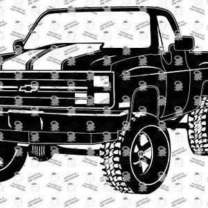 1987 Chevy Square Body 1500, 1987 4x4 Chevy Truck svg, 1987 4x4 Square Body, Chevrolet Ck1500 Square Body Digital File Only svg, eps, png image 2