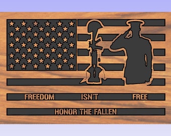 Patriotic SVG,  US American Flag, American Soldier,  Saluting Fallen Soldier, Honor the Fallen.